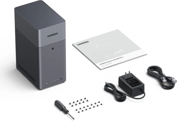 NAS pajisje UGREEN NASync DH2300, 2-bay SATA, ARM 8-core 2.2GHz, 4GB LPDDR4X, 32GB eMMC, 1GbE, gri