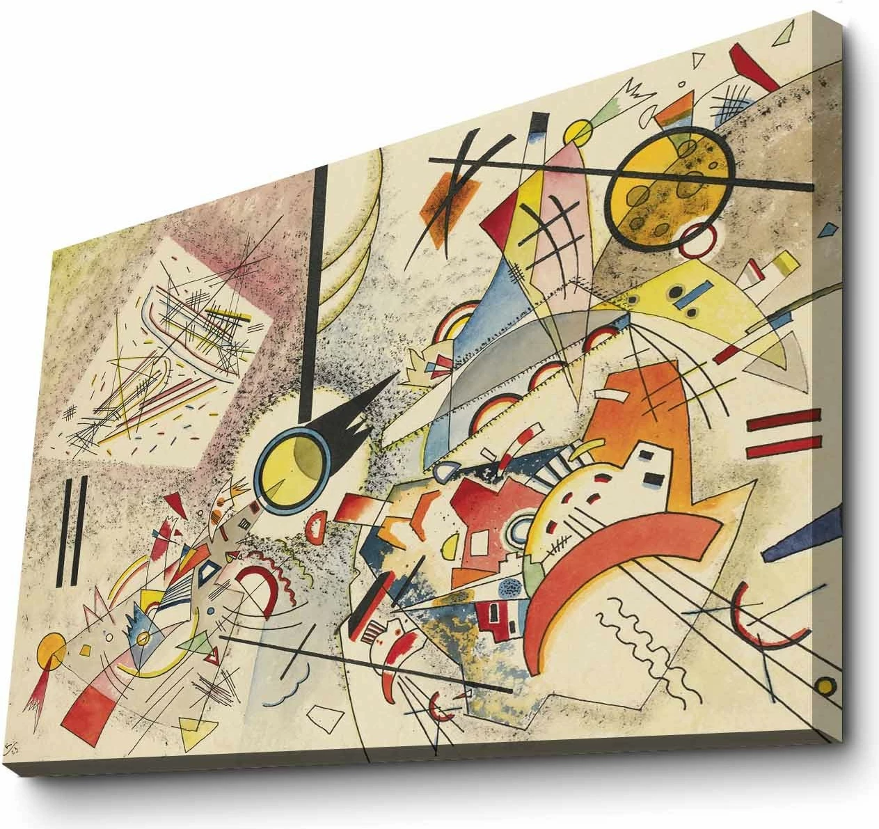 Pikturë dekorative në kanavacë, art i Kandinsky-t, shumëngjyrëshe, 70x100cm, kornizë druri 3cm