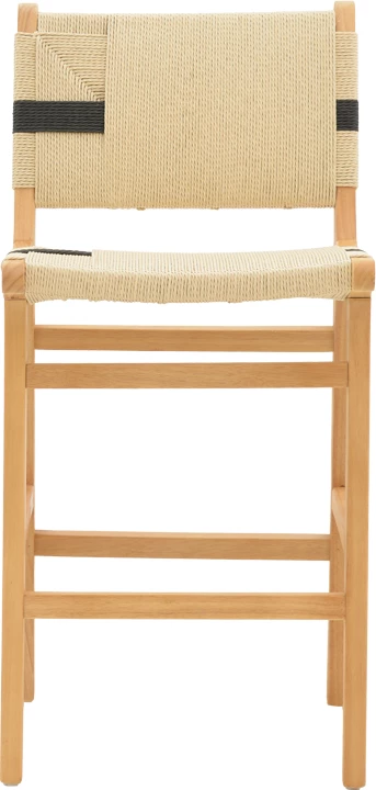 Karrige për bar Julien, dru gome natyral, litar natyral-zi, 45x46x95 cm