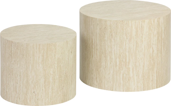 Set tavolinash anësore Zonar, pamje travertini, MDF, 2 copë