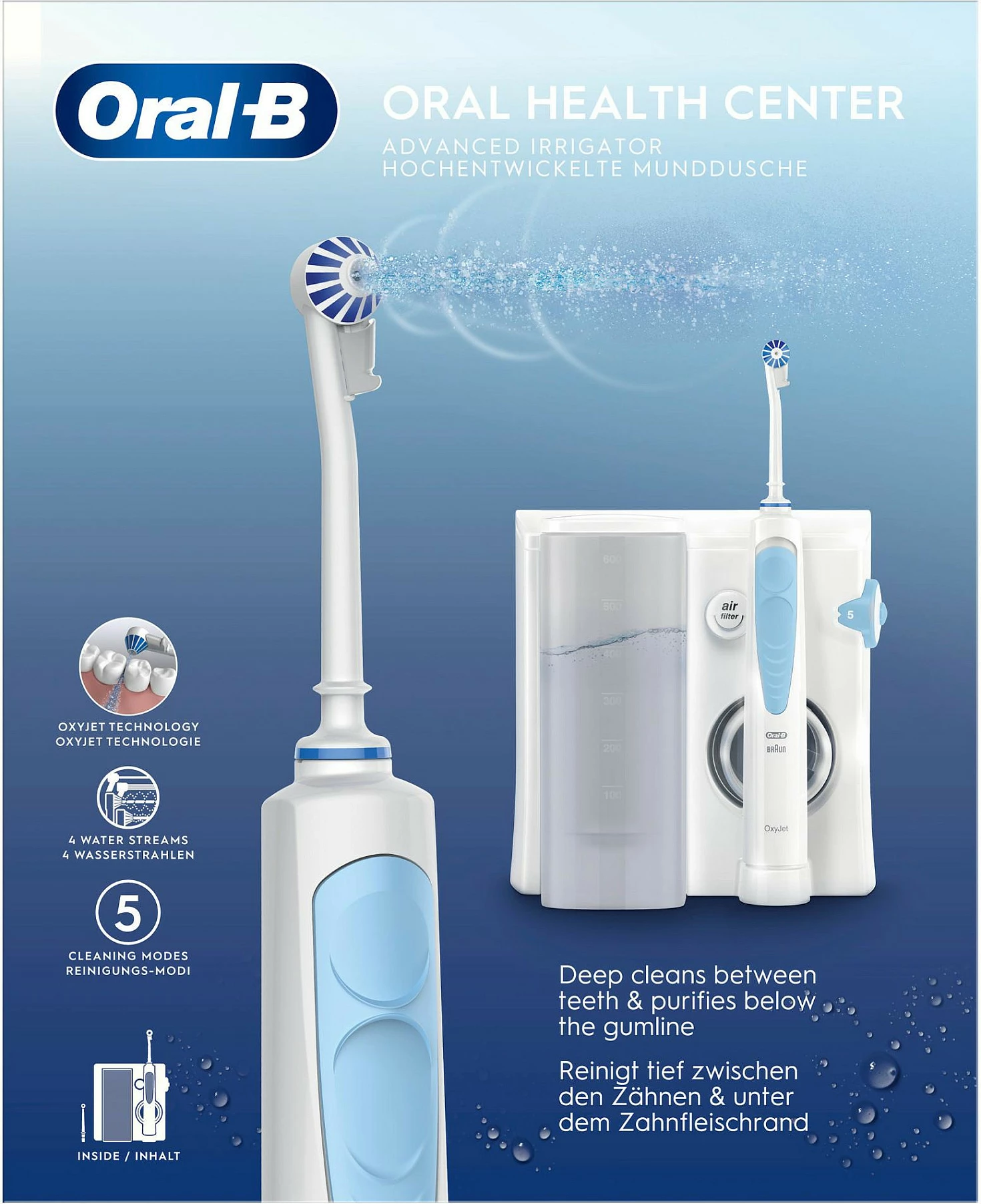 Furçë dhëmbësh Oral-B Oxyjet, për të rritur, rrotulluese-oscilluese, e bardhë, bateri e integruar