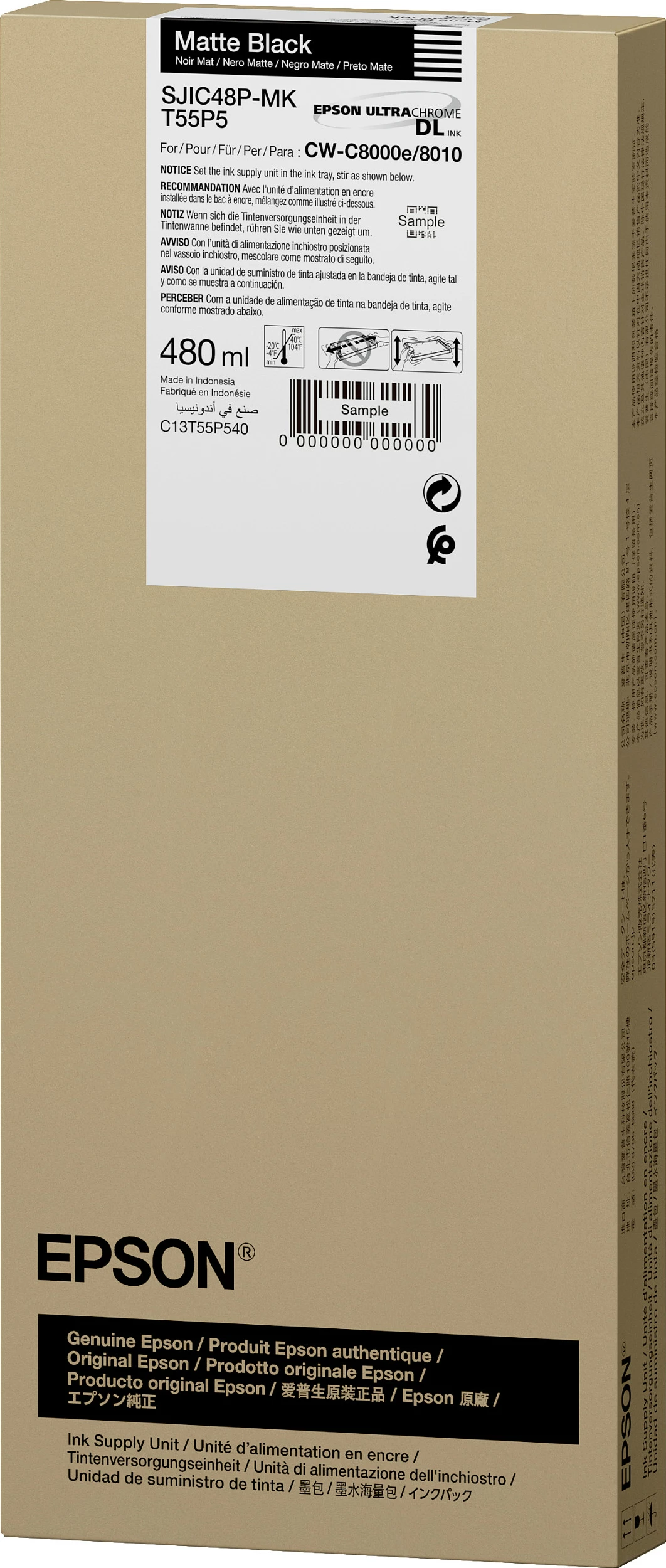 Kartushë boje Epson SJIC48P-MK, 480ml, Matte Black, për ColorWorks C8000