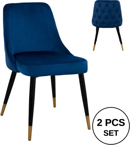 Karrige Serentiy FH8527.08 prej kadifeje blu me kornizë metalike 51x58x83 cm, set prej 2 copë