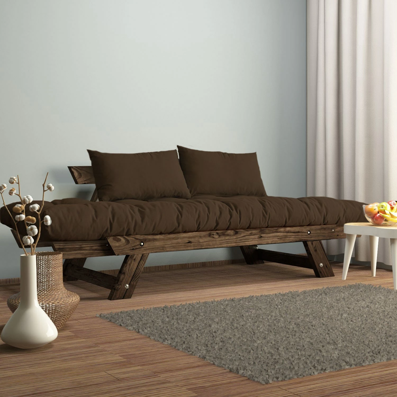 Divan kopshti dy vendësh, Skye Decor, ngjyrë arre dhe kafe, CPT8120-210