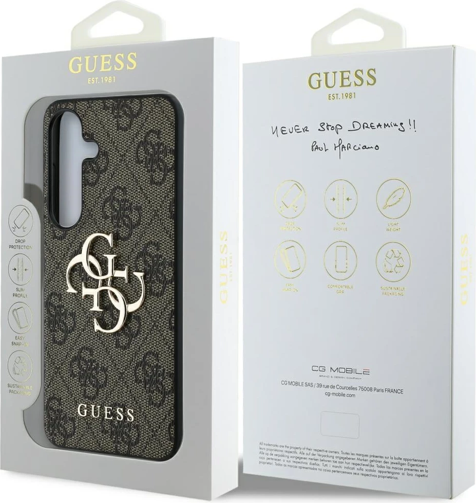 Mbështjellës Guess Big 4G Logo Classic Logo për Samsung Galaxy S25 Plus, Kafe