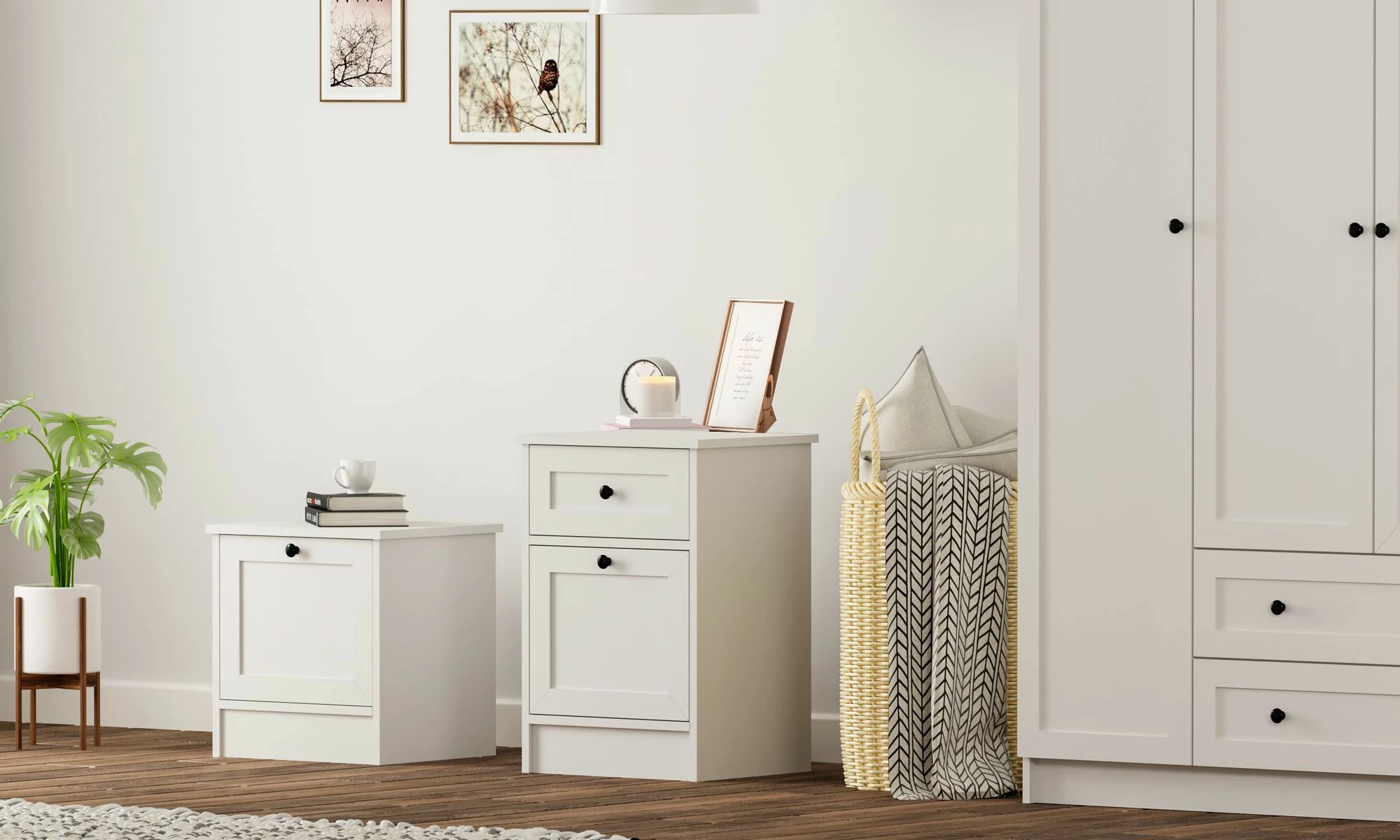 Komodinë nate Skye Decor, Rb-168-03, ngjyrë e bardhë mat