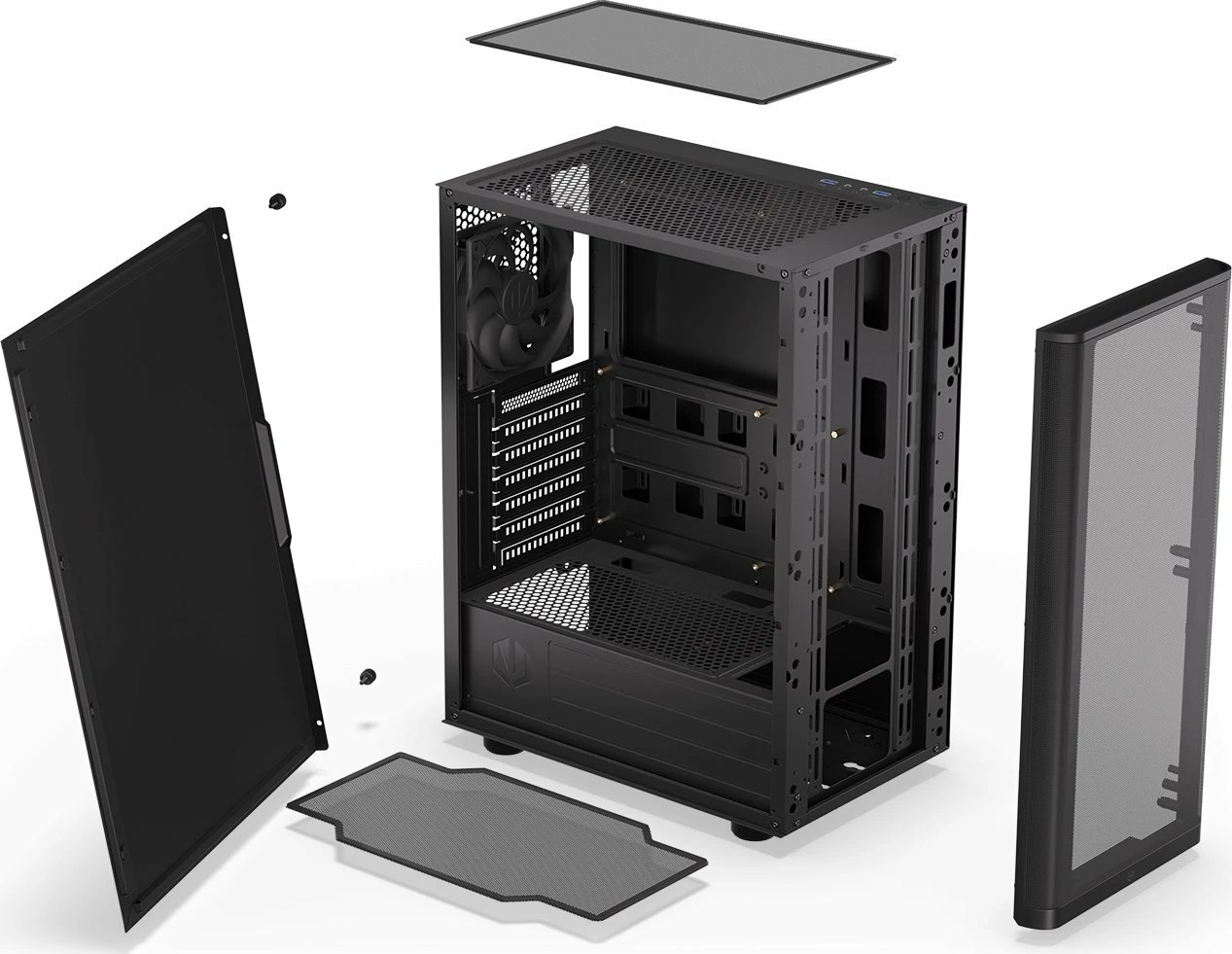 Kasë Endorfy Ventum 200 Solid EY2A001 Midi Tower ATX pa PSU pa dritare USB 3.0 x2 e zezë