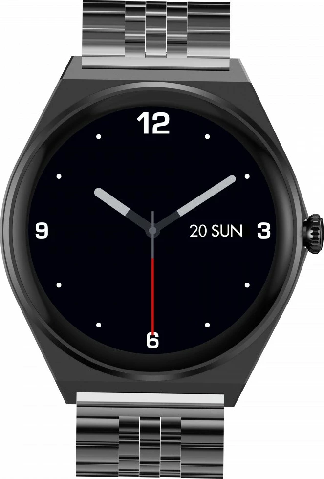 Smartwatch EcoWatch EW05, 1.43'' AMOLED, 200 mAh, i zi, set me rrip silikoni dhe metalik