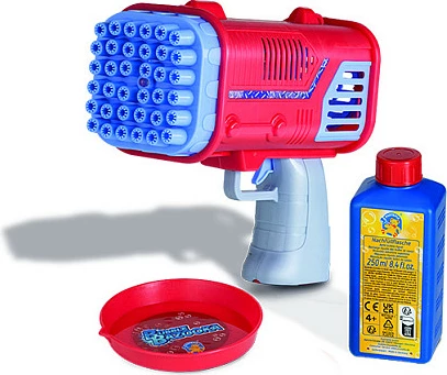 Pistoletë flluskash PUSTEFIX Bubble Bazooka, 36 gryka, LED, 250 ml, blu/kuqe