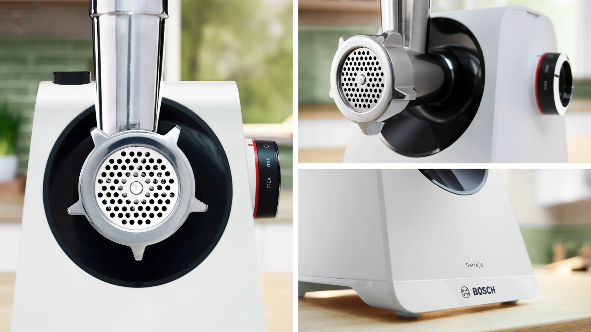 Makinë mishi Bosch Serie 4 MFWS420W, 1900 W, Bardhë, Zi