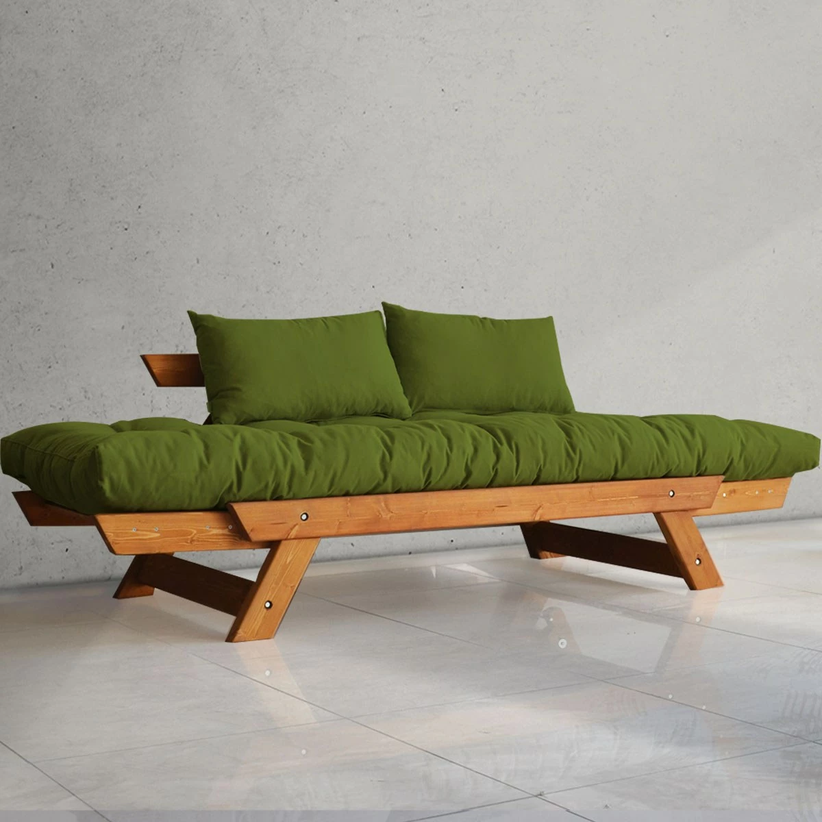 Divan kopshti dy vendesh, Skye Decor, CPT8106-210, ngjyrë teak dhe e gjelbër