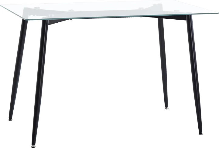 Set tavolinë me karrige Quana-Ezra, xham 8mm, këmbë të zeza, 120x70x75cm, 5 copë