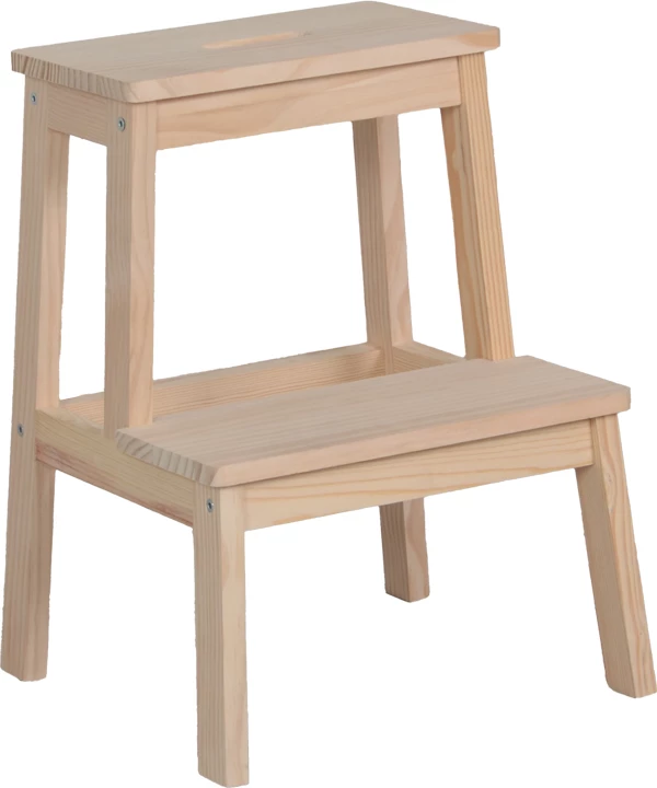 Stolë dy shkallëshe Tiere, dru pishe natyral, 36x36x49cm