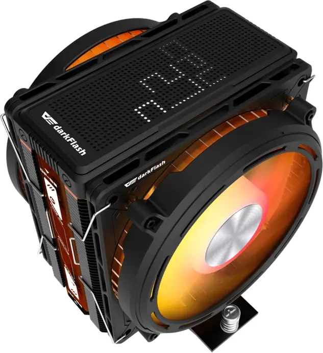 Ftohës CPU aktiv, Darkflash E400 PLUS, dy ventilatorë 120 mm PWM, ARGB me ekran LED temperaturë, TDP 235W, i zi