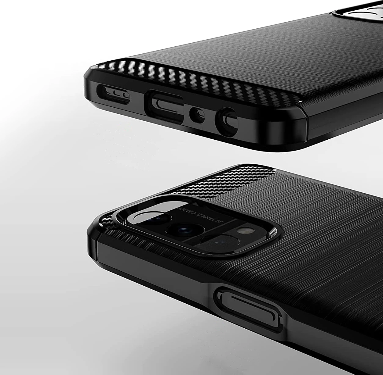 Mbështjellës Hurtel Carbon Case për OnePlus Nord N200 5G, i zi