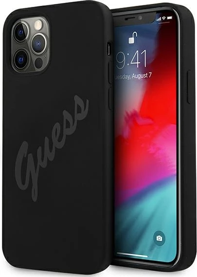 Mbështjellës Guess GUHCP12LLSVSBK për iPhone 12 Pro Max 6.7", silikon, i zi