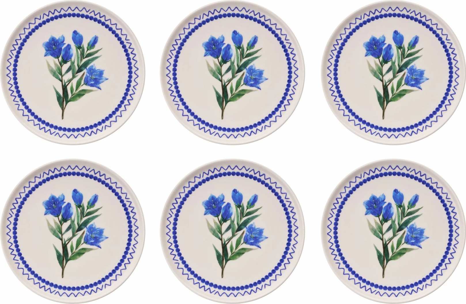 Set pjatash ëmbëlsirash (6 copë), Hermia Concept, degë blu