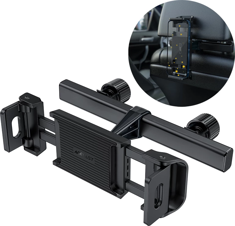 Mbajtës për mbështetëse koke makine Acefast D8, për celular dhe tablet, 135-230mm, zi