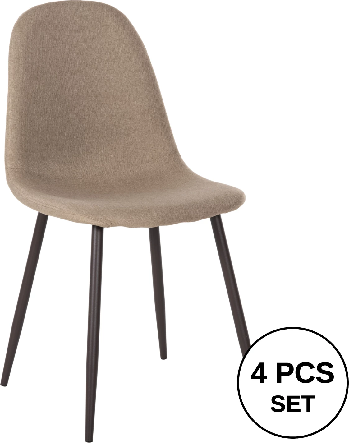 Karrige FH00100.07, pëlhurë bezhë dhe këmbë metalike, 45x52x85 cm., set prej 4 copë