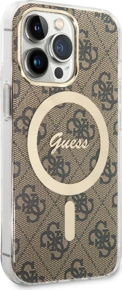 Mbështjellës Guess 4G MagSafe për iPhone 13/13 Pro 6.1", kafe