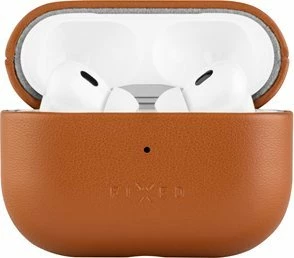 Këllëf mbrojtës Fixed për Apple AirPods Pro 2/Pro 2 (USB-C) me MagSafe, lëkurë, kafe