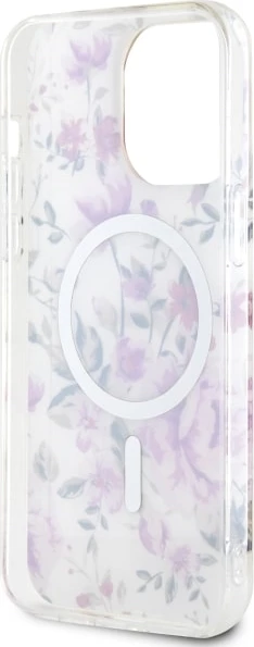 Mbështjellës Guess GUHMP14XHCFWST për iPhone 14 Pro Max 6.7", transparent, Flower MagSafe