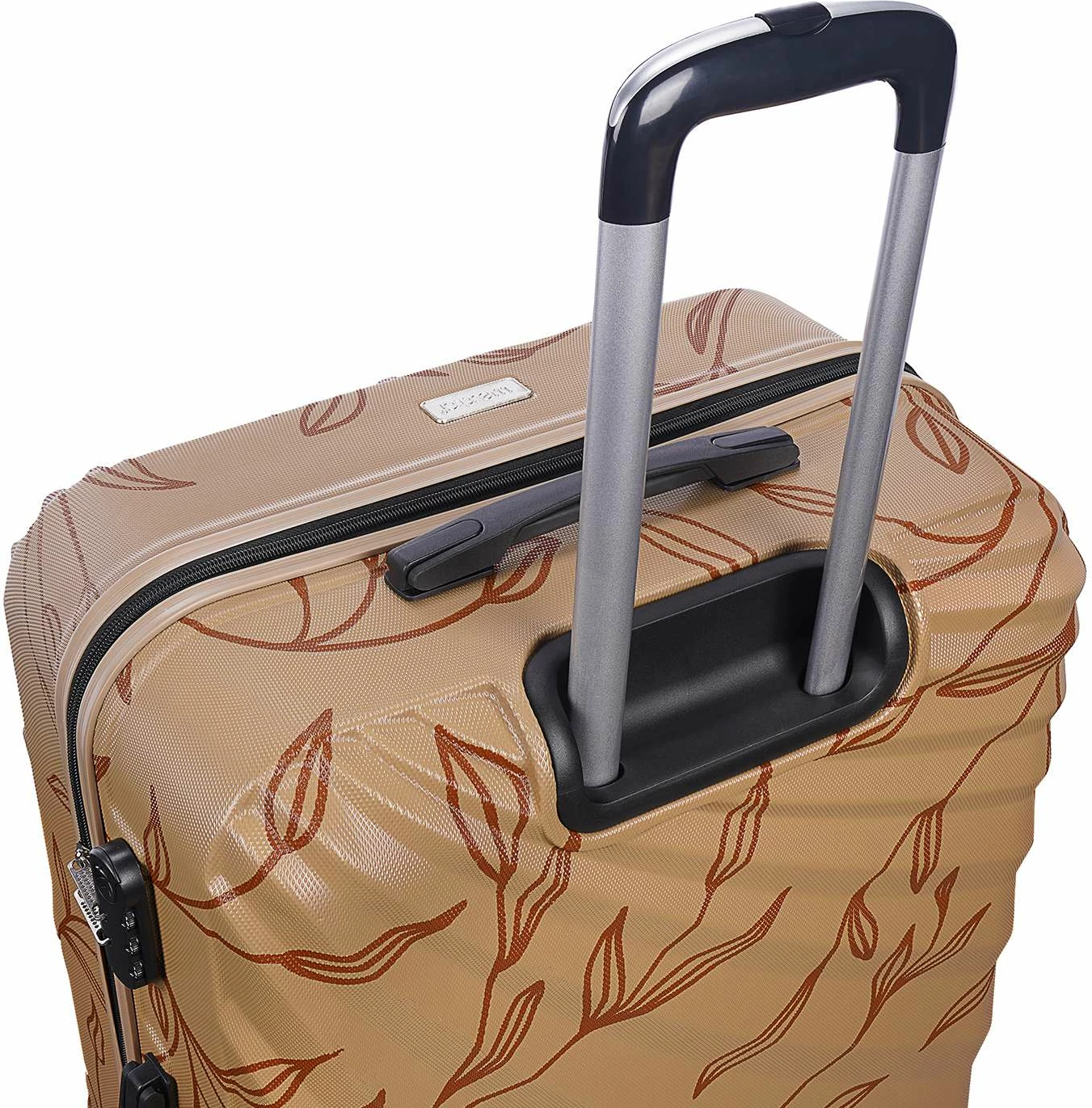Valixhe udhëtimi Zoozie Bags, Wexta Wx-300, ngjyrë ari, me dizajn gjethe, madhësi e madhe