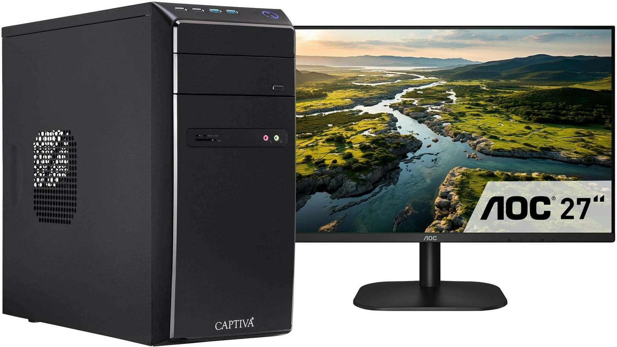 Kasë Captiva Power Starter R83-056, Ryzen 7 8700G, SSD 1TB, 32GB RAM, Windows 11, Monitor 27 inç, e zezë