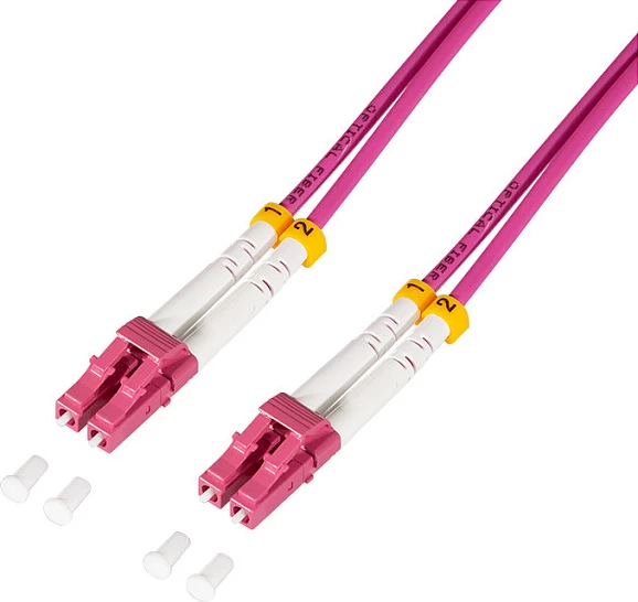 Kabllo fibër optike LogiLink OM4, Duplex LC/UPC-LC/UPC, 1 m, magenta