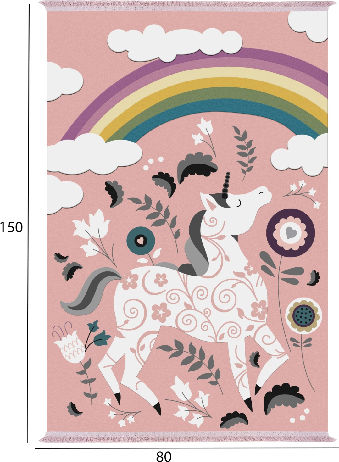 Qilim për fëmijë, me njëbrirësh dhe ylber, FH7678.19, 80x150