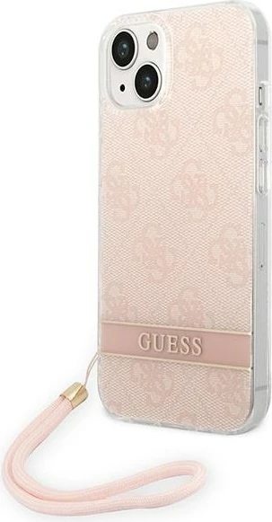 Mbështjellës Guess GUOHCP14MH4STP për iPhone 14 Plus 6.7", rozë me varëse
