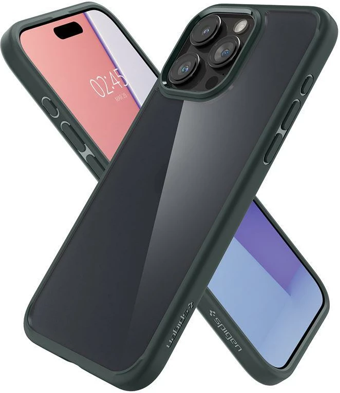 Mbështjellës Spigen Ultra Hybrid për iPhone 15 Pro Max, Gjelbër e errët