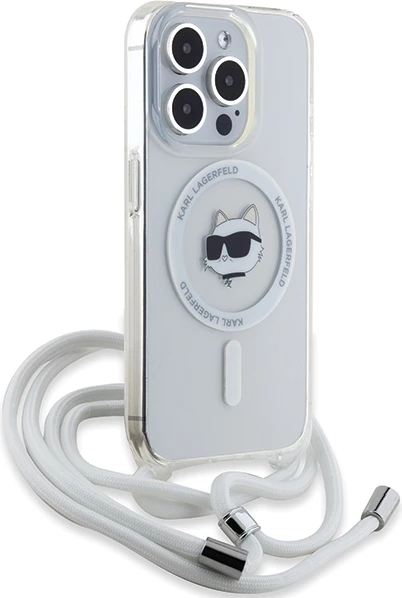 Mbështjellës Karl Lagerfeld IML Choupette Head & Cord MagSafe për iPhone 15 Pro, Transparent