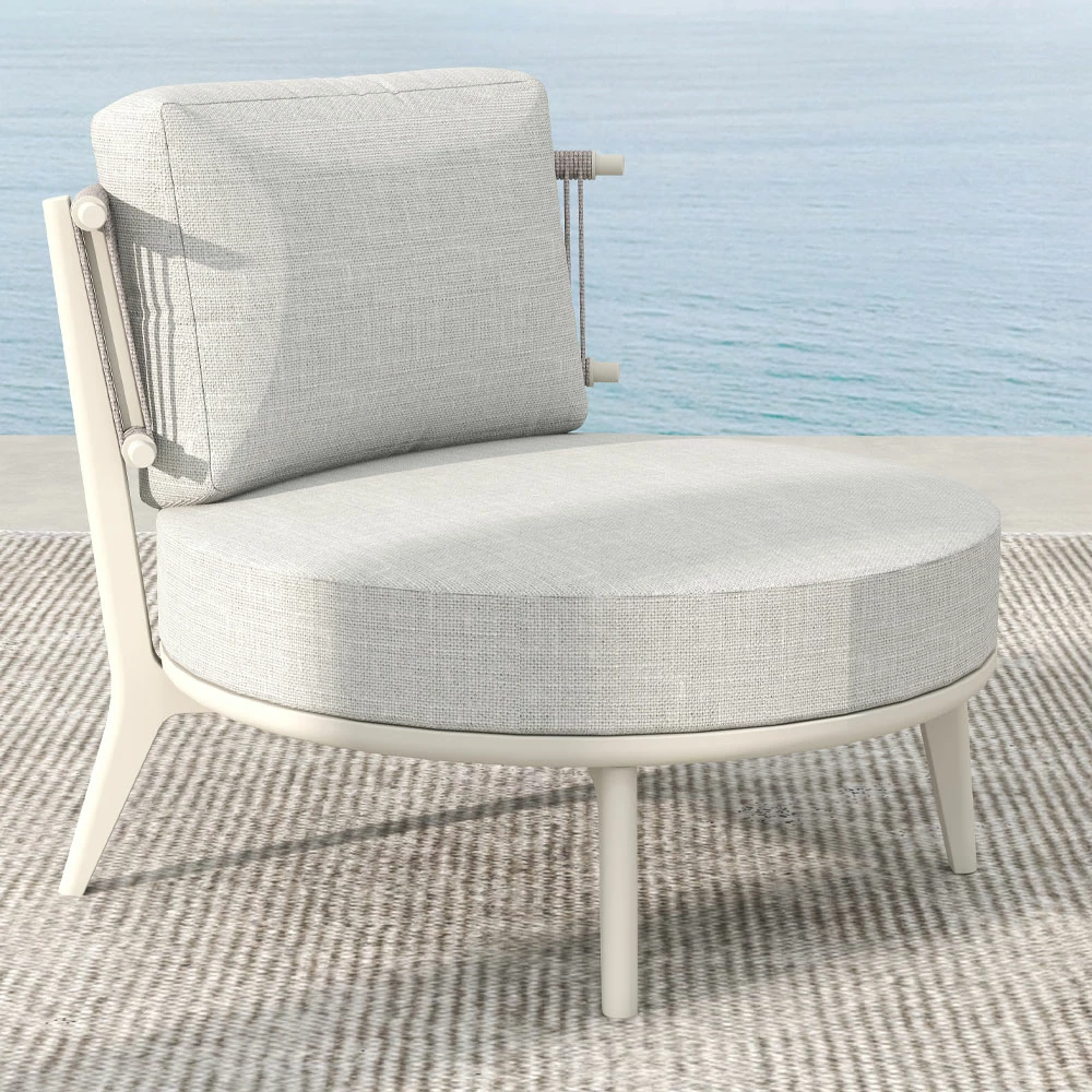 Karrige e ulët La Luna, ngjyrë e bardhë e zbehtë, 80x87x68cm