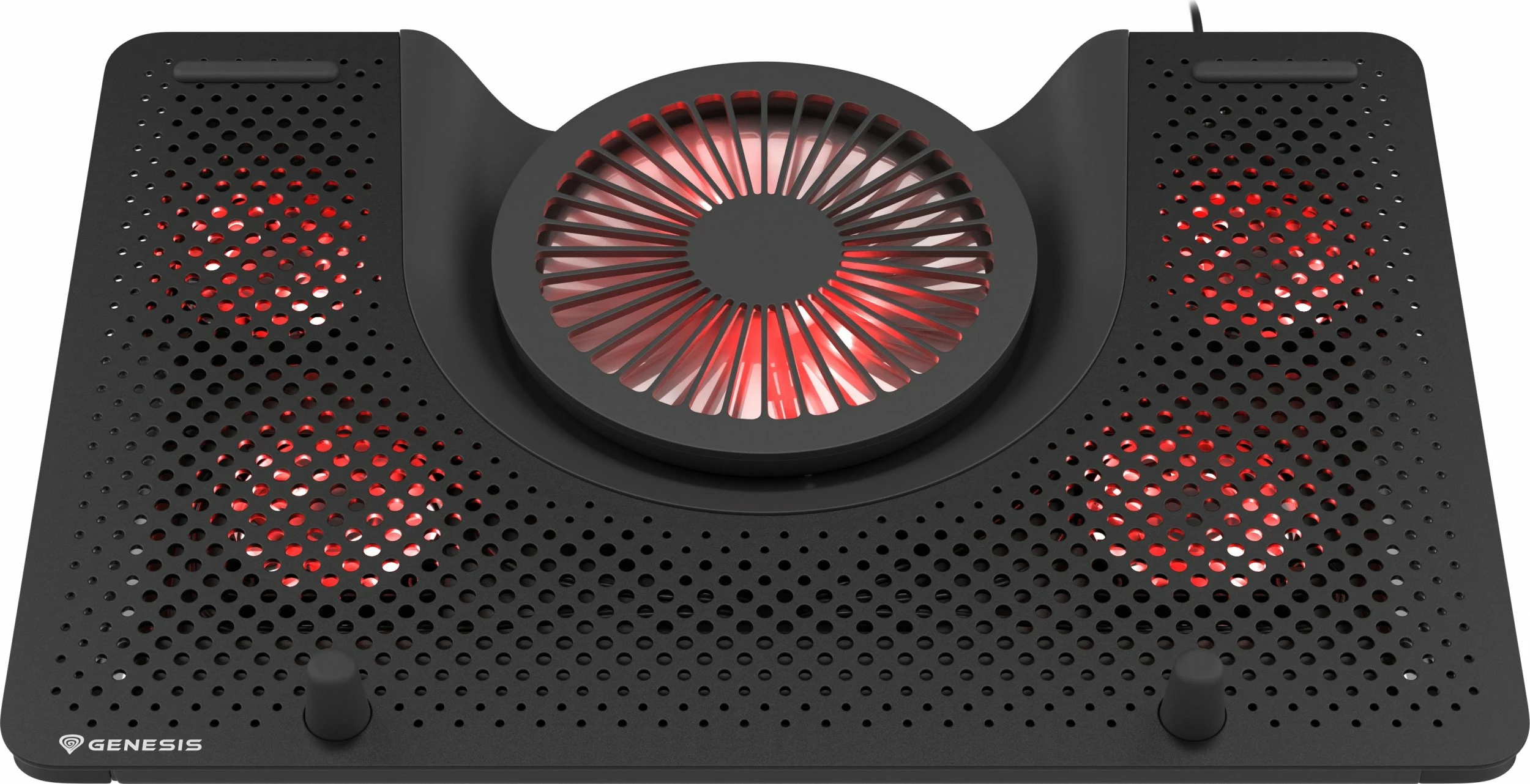 Mbajtëse ftohëse për laptop Genesis Oxide 550 NHG-1411, deri 17.3\", 5 ventilatorë, LED, USB 2.0 hub, e zezë