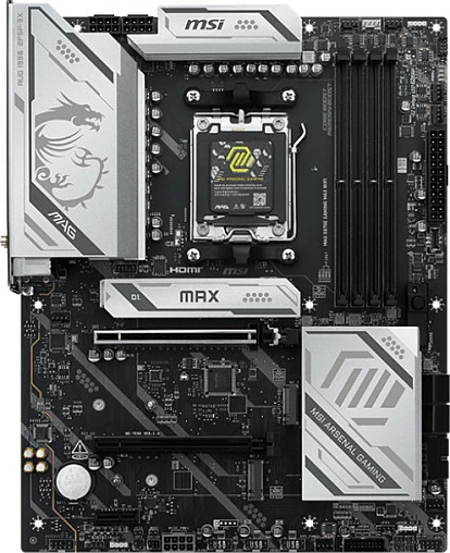 Pllakë amë MSI MAG X870E Gaming Max WiFi, Socket AM5, DDR5, ATX, Wi‑Fi 7, e zezë/argjendtë