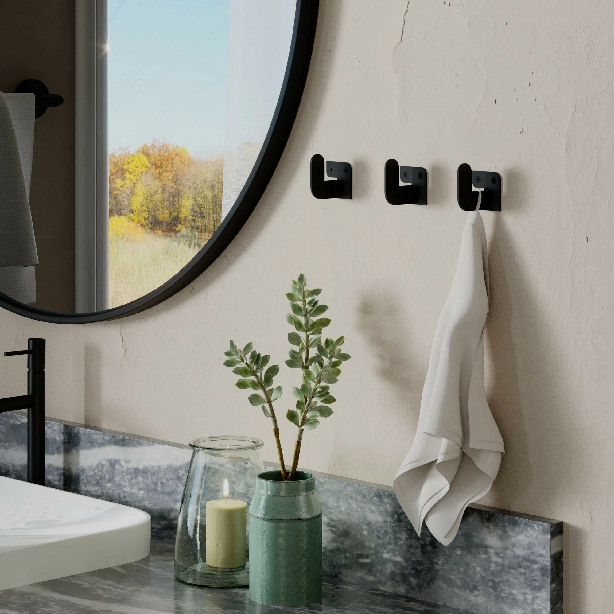 Varëse muri Wallity Luxa, metalike, ngjyrë e zezë, set prej 3 copash