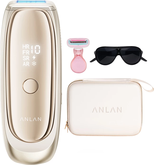 Depilator IPL, ANLAN, 02-ATMY52-0RE, 10 nivele fuqie, flash 0.18s, fushë 3.72 cm², me syze dhe kasë