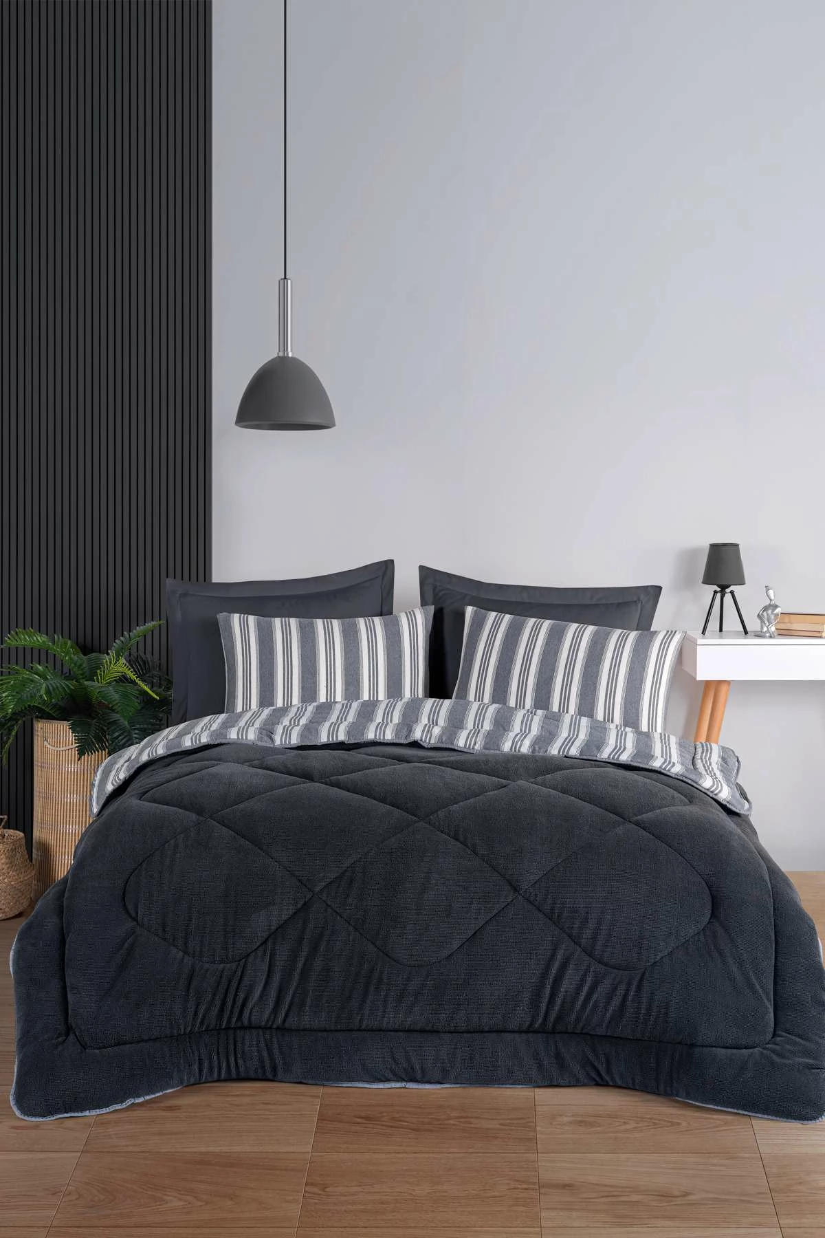 Set gjumi dopio L'essentiel, Soft Line, ngjyrë antracit