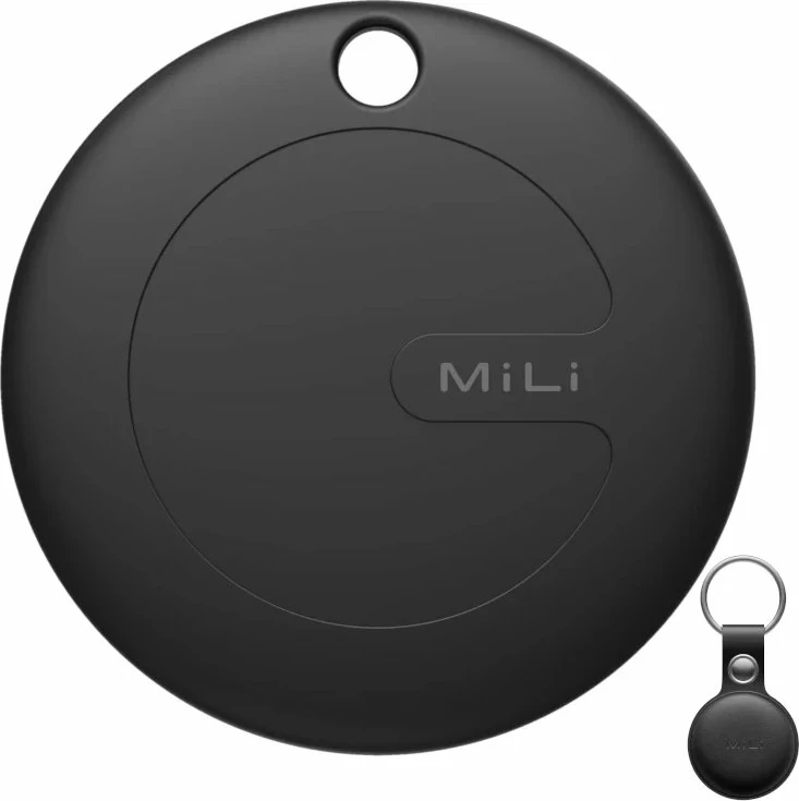 Tracker MiLi MiTag DUO, kompatibil me Android/iOS, Bluetooth 5.2 deri 100 m, IPX67, me mbështjellës/kasë, i zi, 1 copë