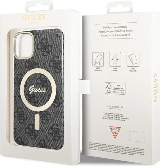 Mbështjellës Guess GUHMN61H4STK për iPhone 11 6.1", 4G MagSafe, i zi