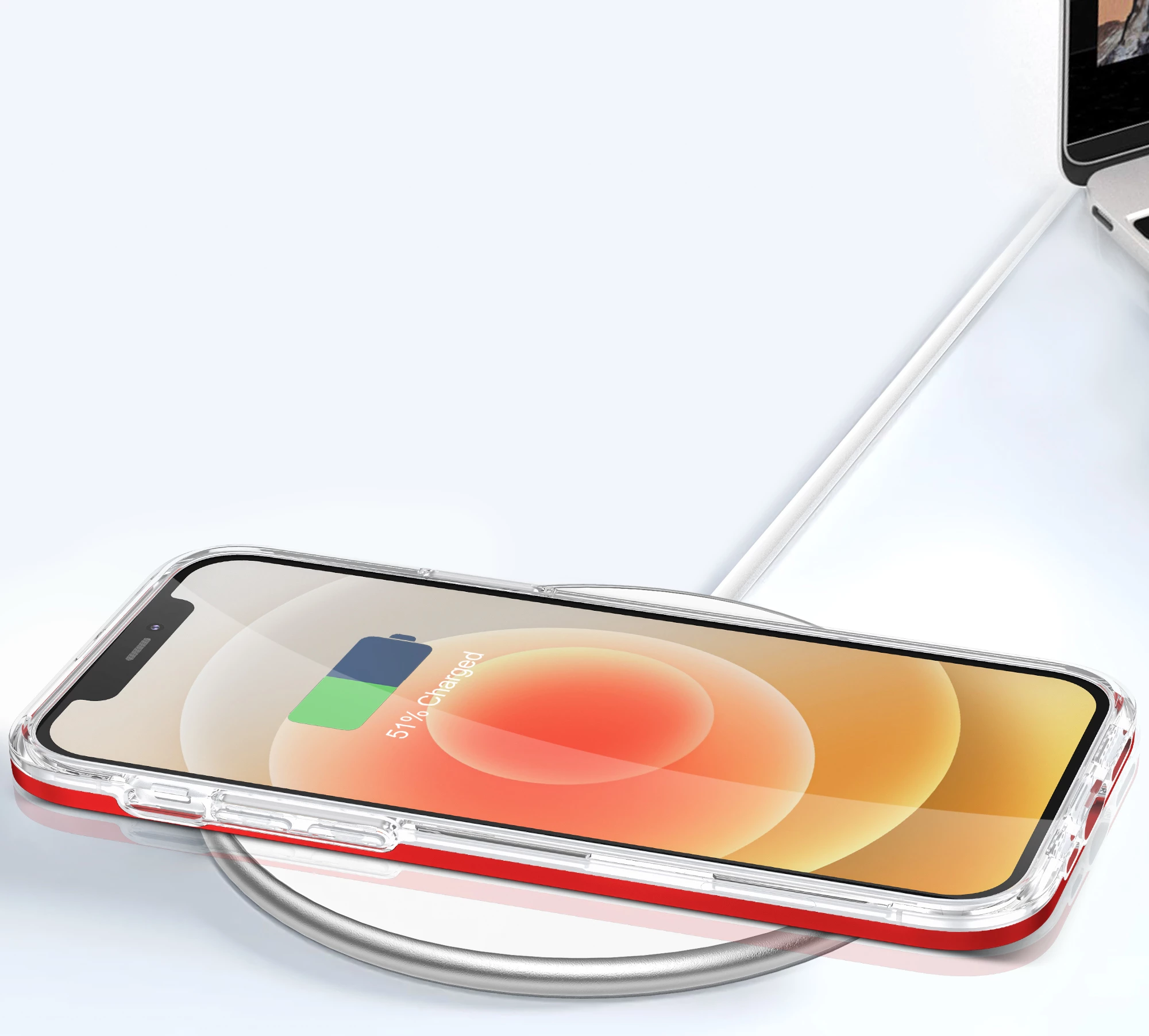 Mbështjellës Hurtel Hybrid Armor Clear 3in1 për iPhone 12, Transparent/Kuqe