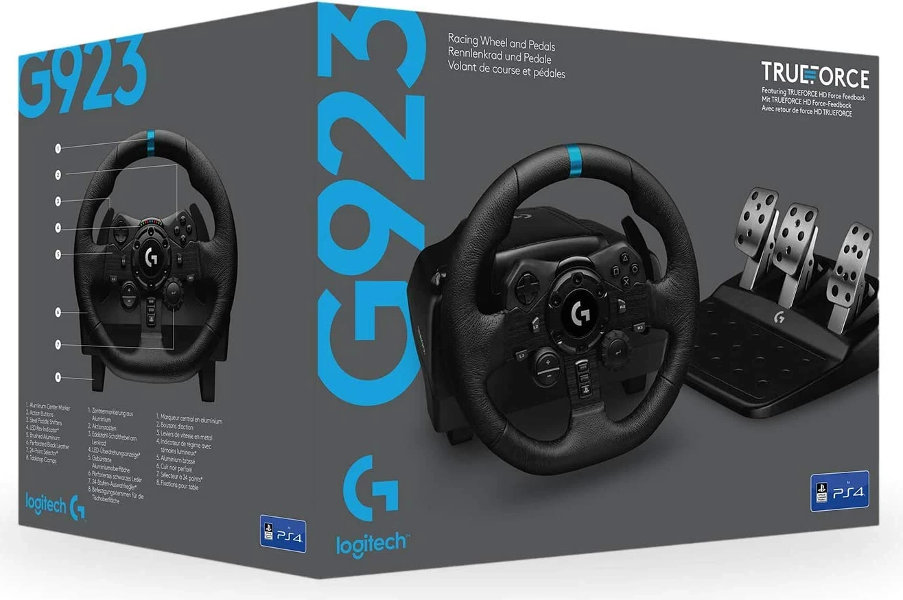 Set volan me pedale Logitech G923 Trueforce, për PS4/PS5/PC, i zi