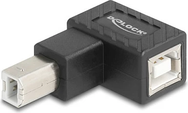 Adapter USB Type-B DeLOCK 67205, USB-B mashkull në USB-B femër 90°, i zi