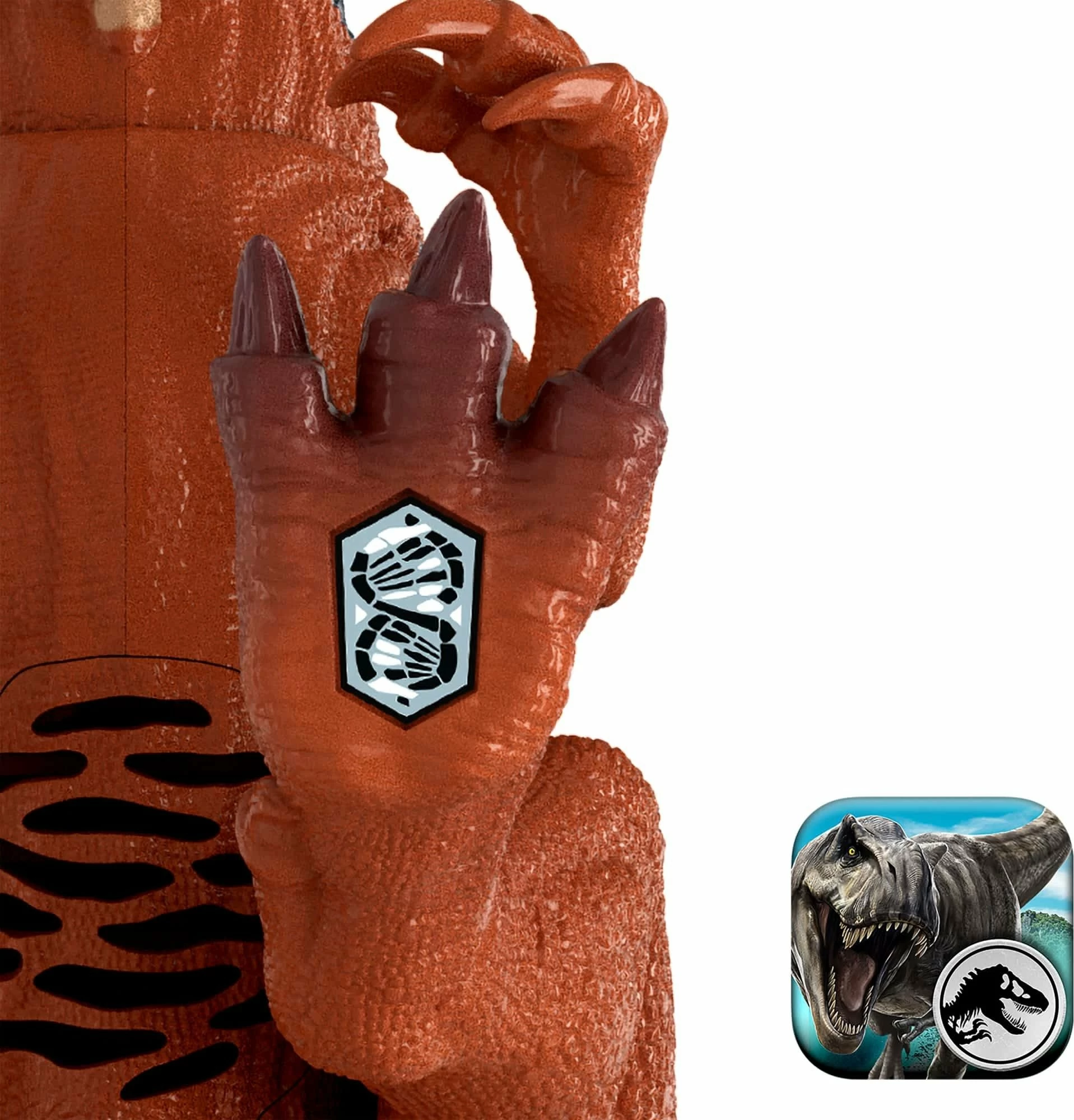 Figurinë dinosauri Mattel Jurassic World Roaring Afrowenator JKL76, 30 cm, me sulm dhe tingull, kuqe/blu