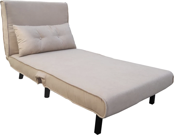 Fotel-krevat Josuane, kadife gri-bezhë, këmbë druri të zeza, 78x80x81cm