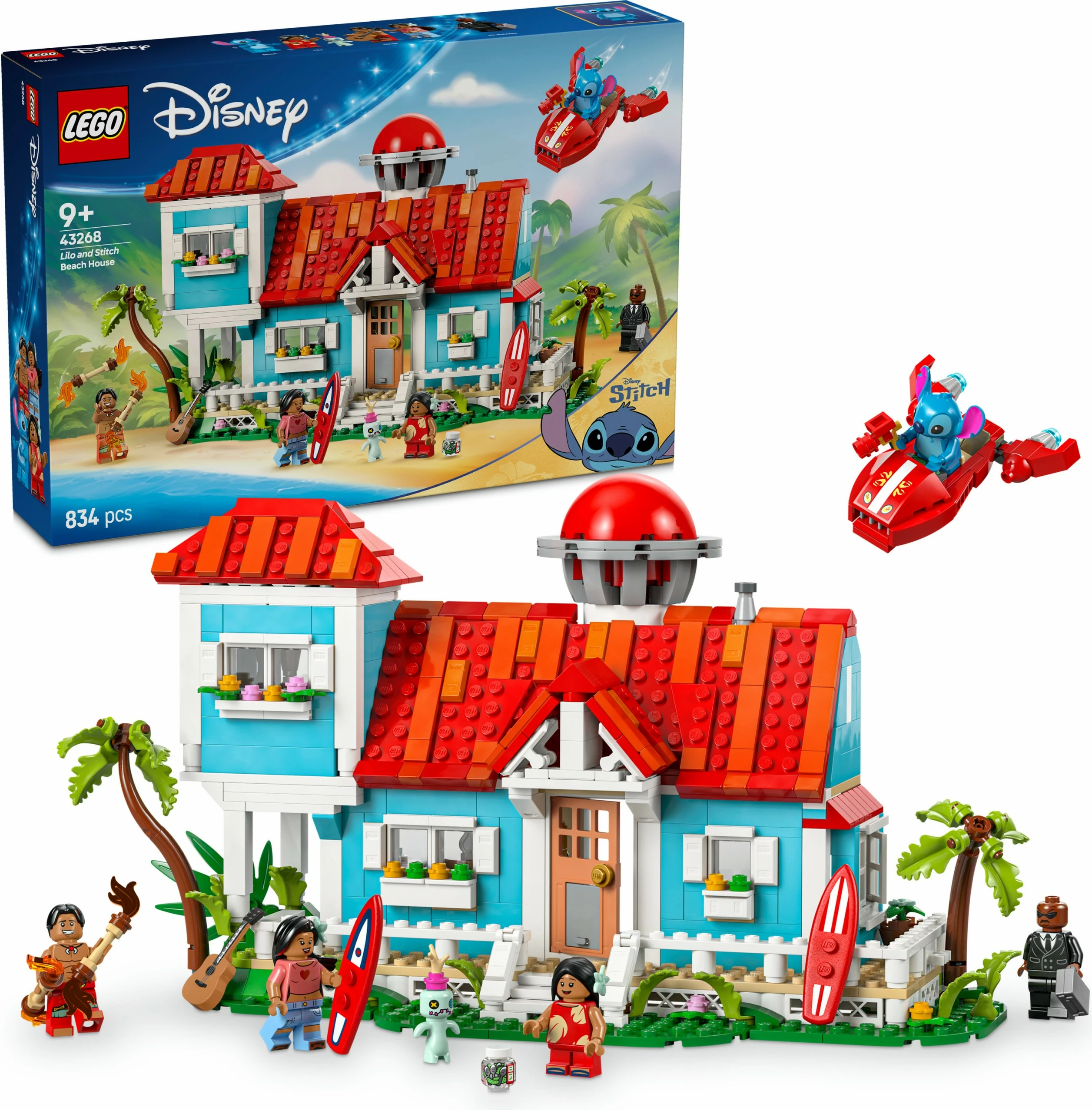 Set ndërtimi LEGO Lilo dhe Stitch Beach House, 834 copë, plastikë, shumëngjyrësh