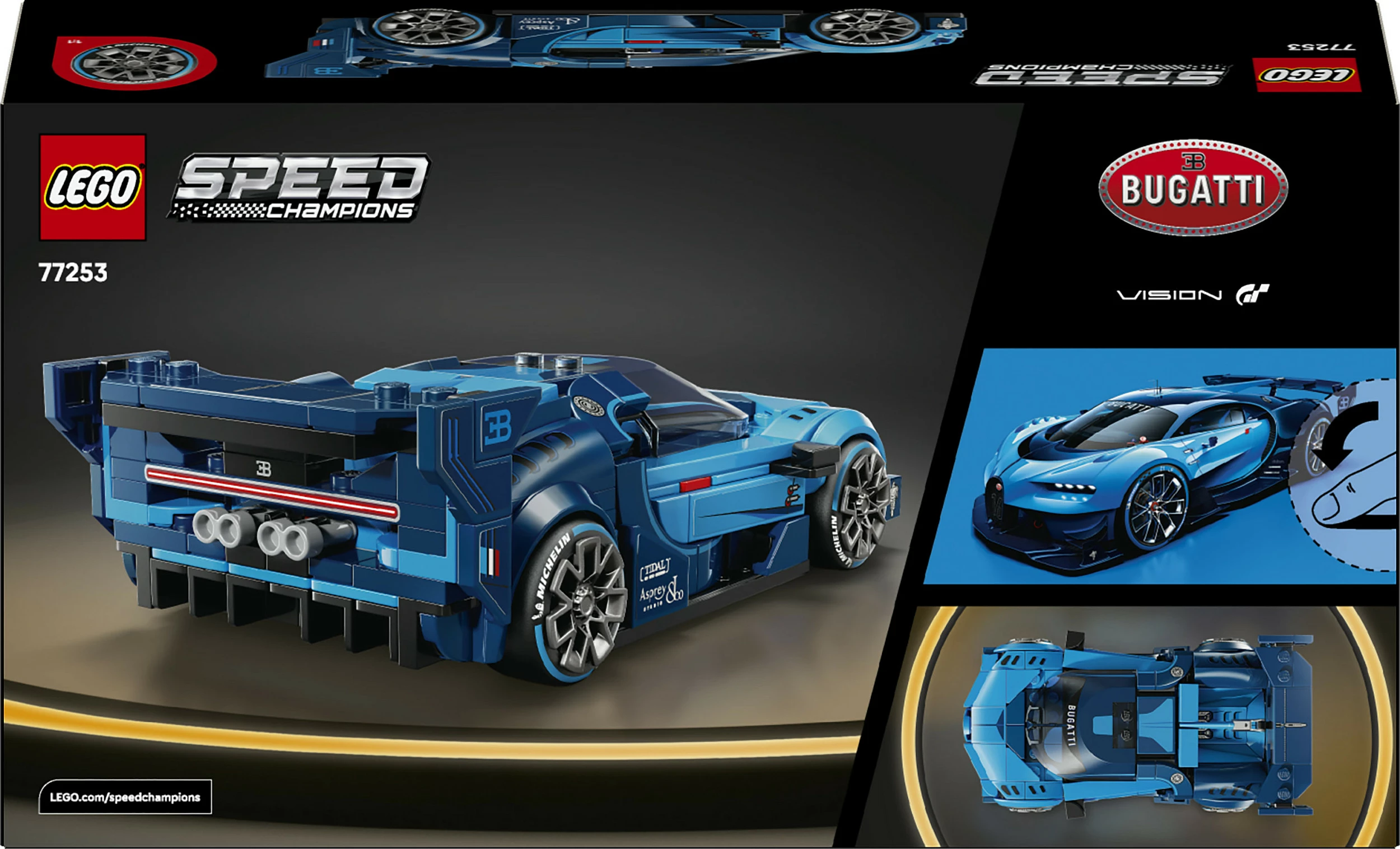 Set ndërtimi LEGO Speed Champions Bugatti Vision Gran Turismo 77253, 284 copë, 9+, kaltër