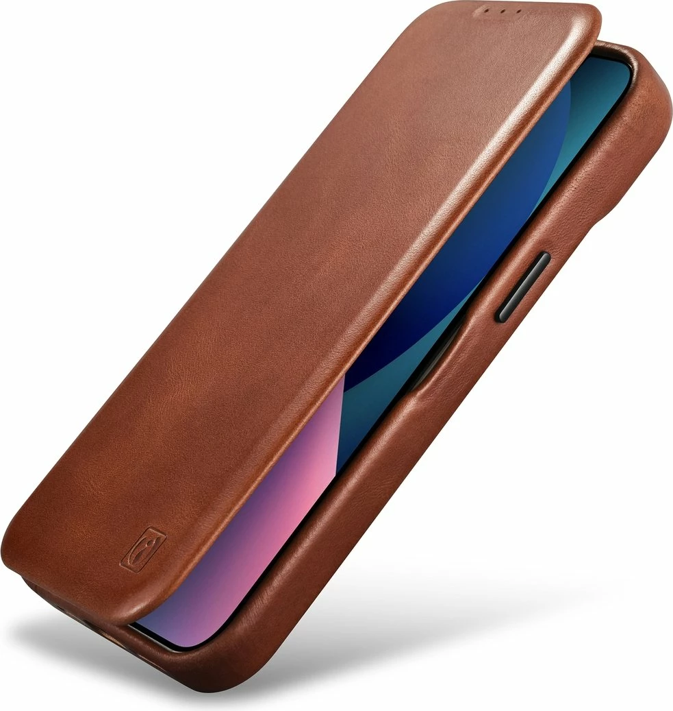 Mbështjellës iCarer Oil Wax Premium Leather Folio për iPhone 14 Plus, MagSafe, kafe