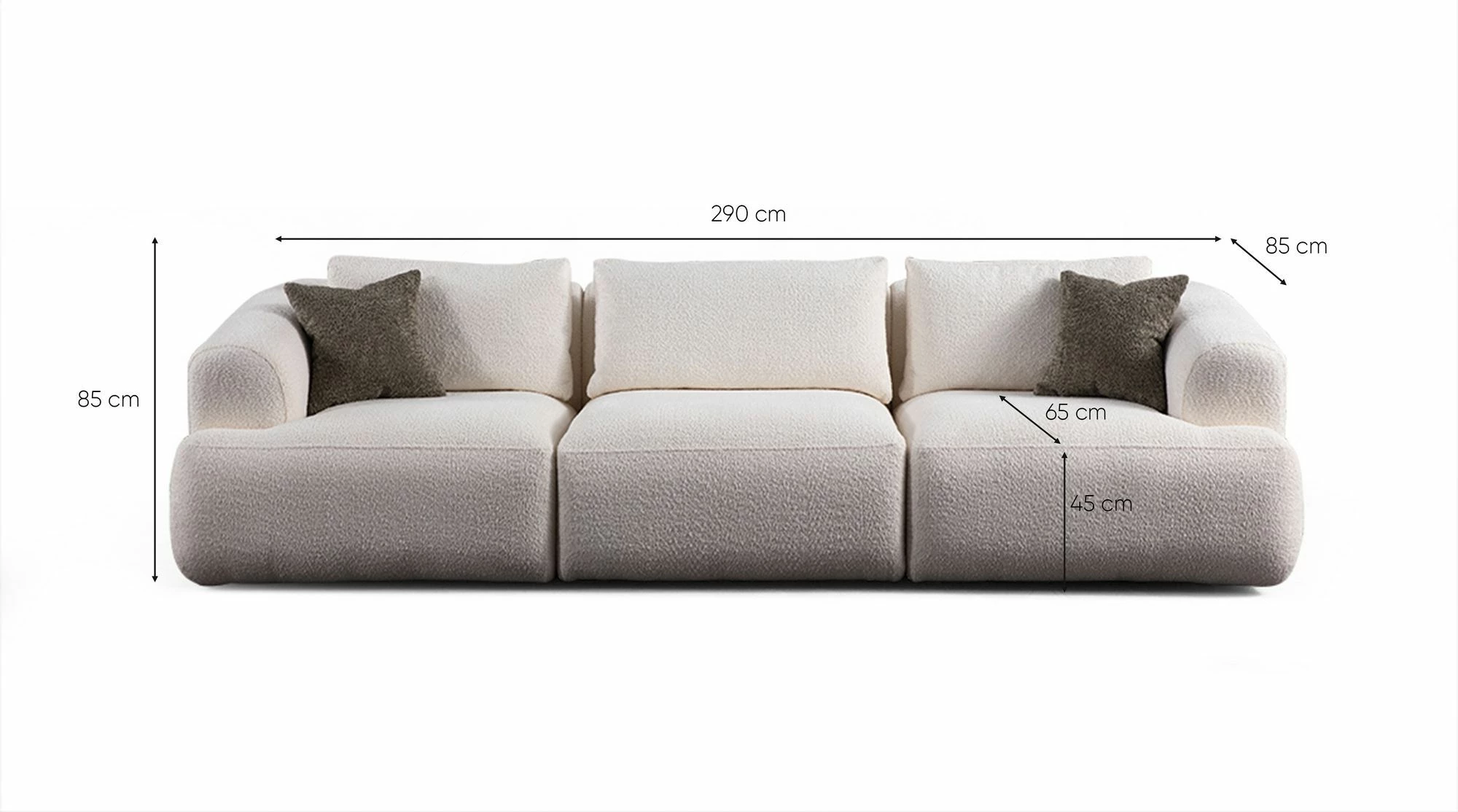 Divan treshe Atelier del Sofa, Sofia (L1 + O1 + 1R), i bardhë